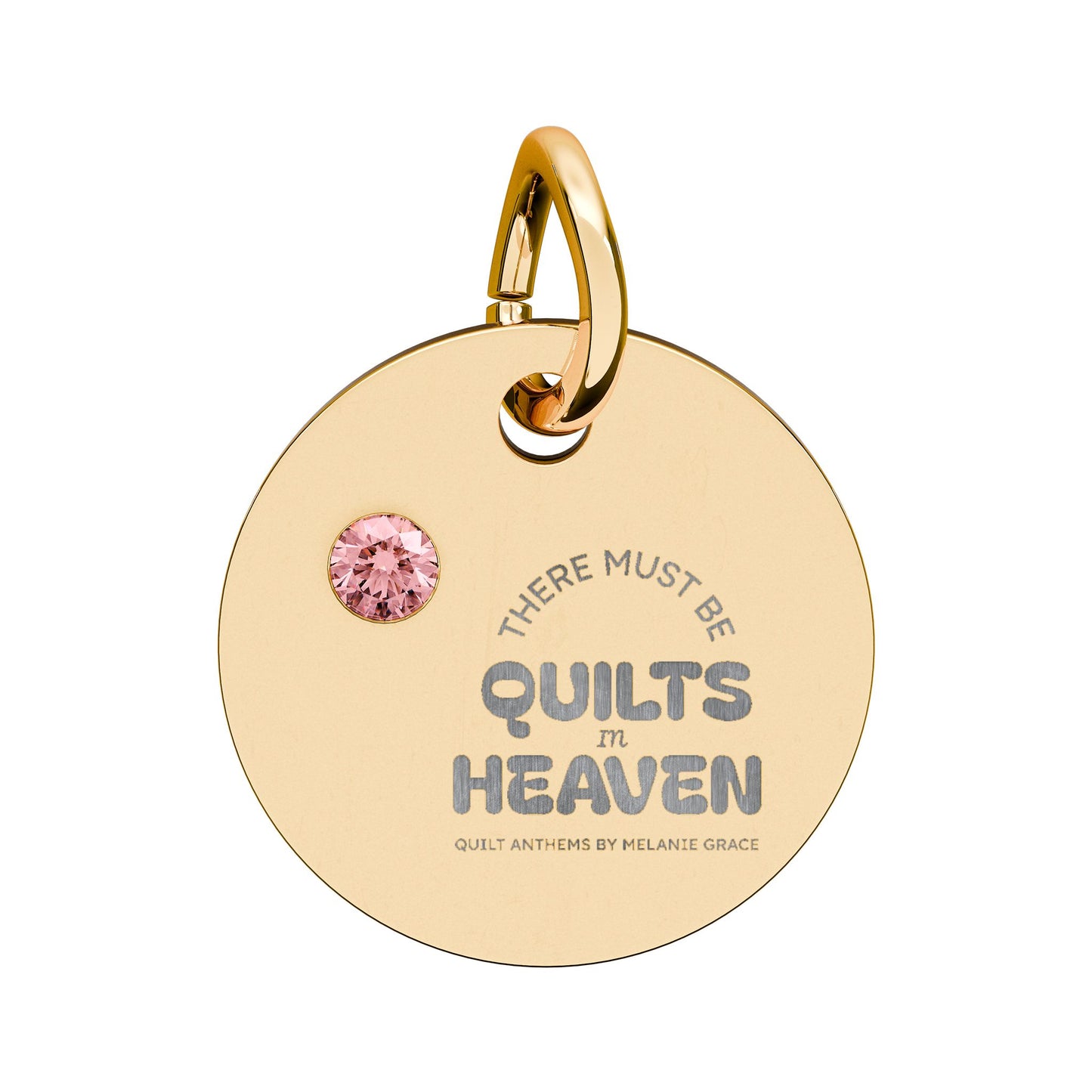 Birthstone Circle Charm — Engraved Personalized Pendant (Quilts of Heaven)