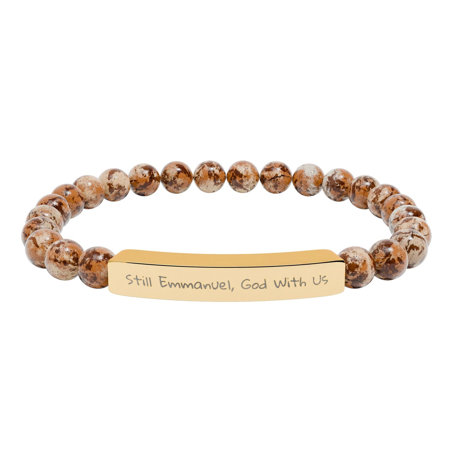 Still Emmanuel, God With Us - lyrics Natural Stone Stretch Bar Bracelet — Healing Bead Bracelet