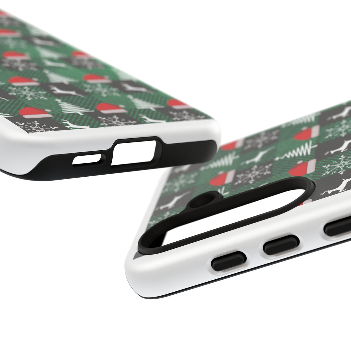 Christmas Plaid Phone Case – Santa Hats, Trees & Reindeer Holiday Pattern
