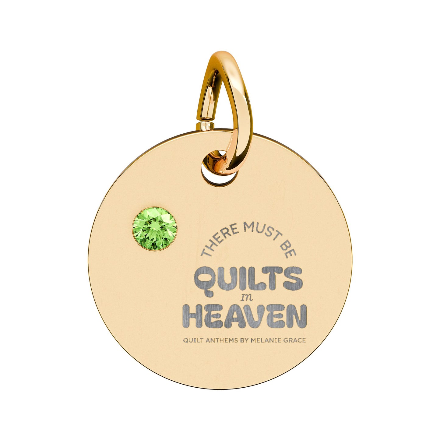 Birthstone Circle Charm — Engraved Personalized Pendant (Quilts of Heaven)