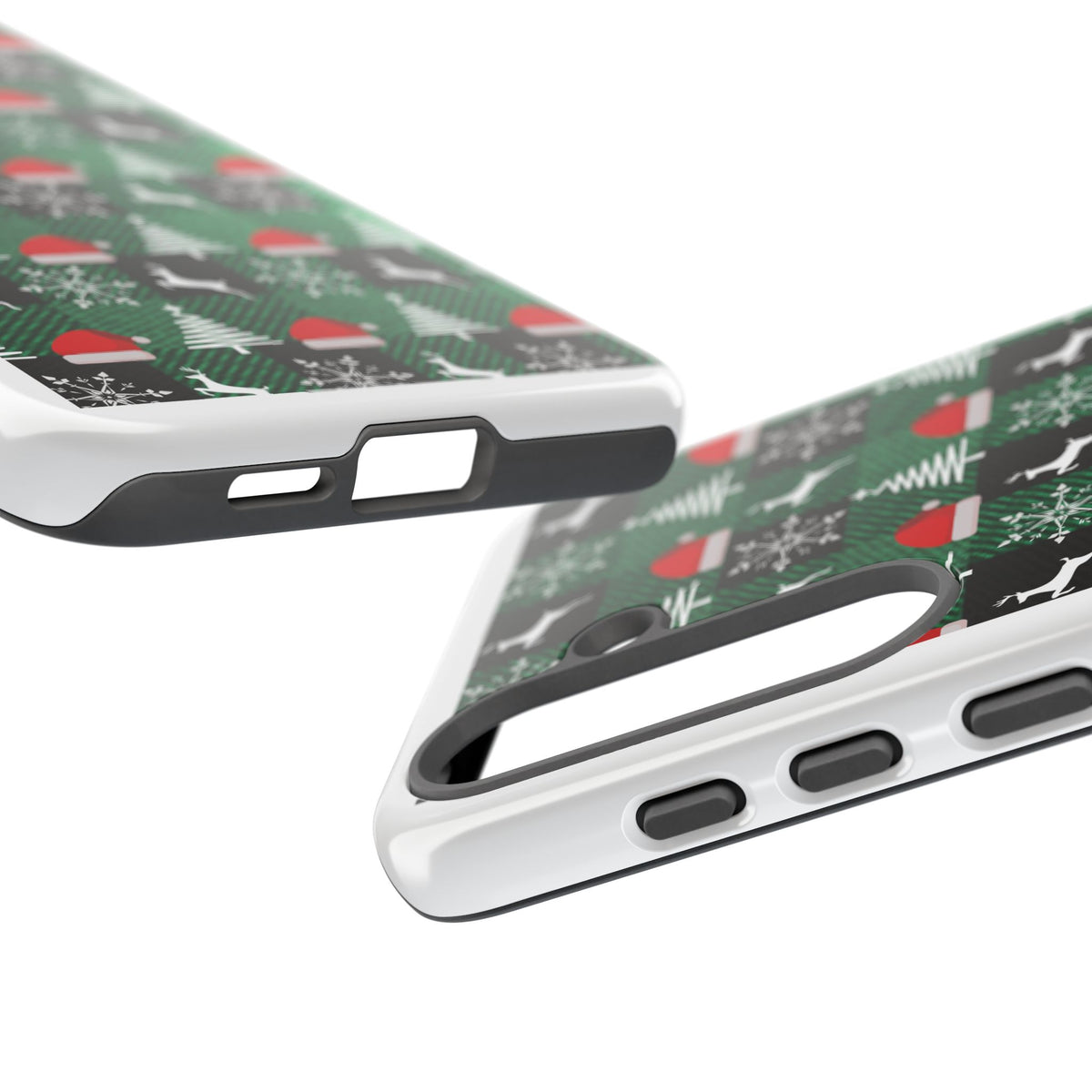 Christmas Plaid Phone Case – Santa Hats, Trees & Reindeer Holiday Pattern