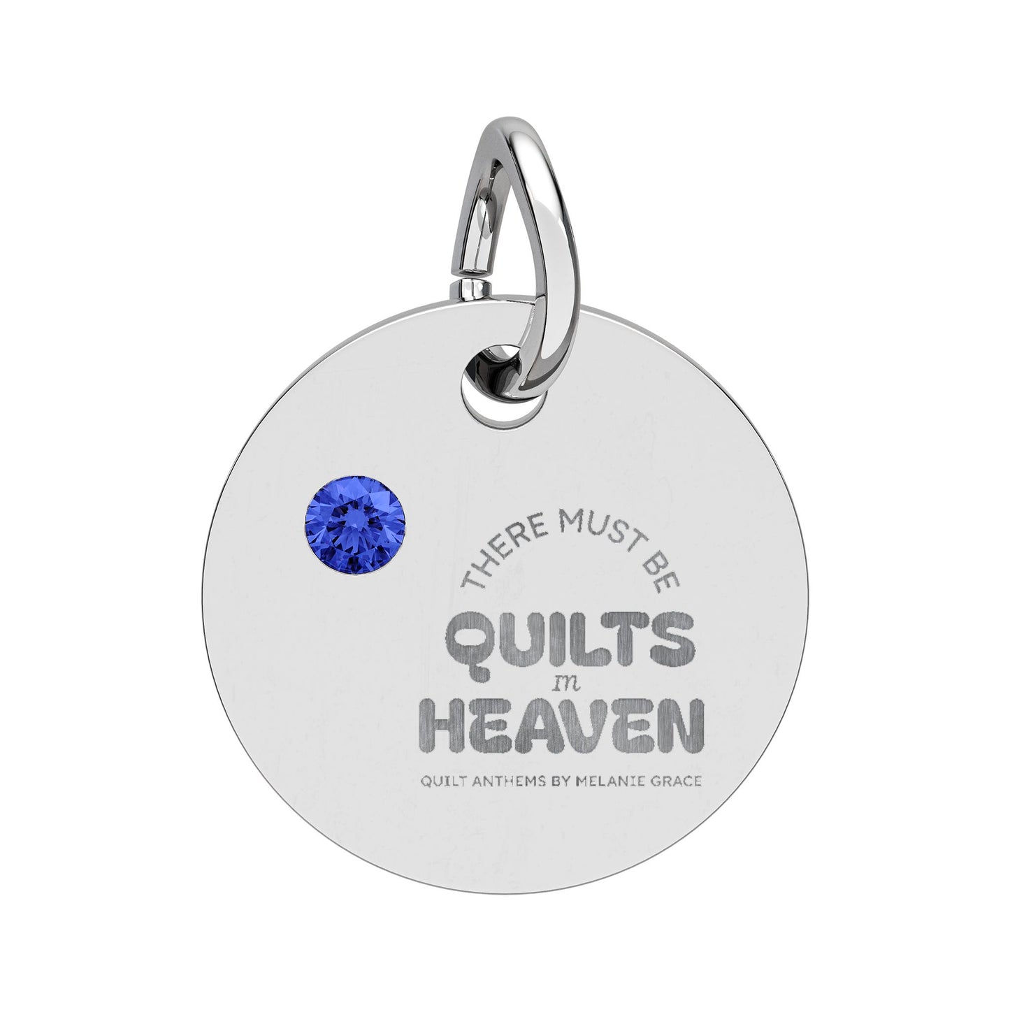 Birthstone Circle Charm — Engraved Personalized Pendant (Quilts of Heaven)