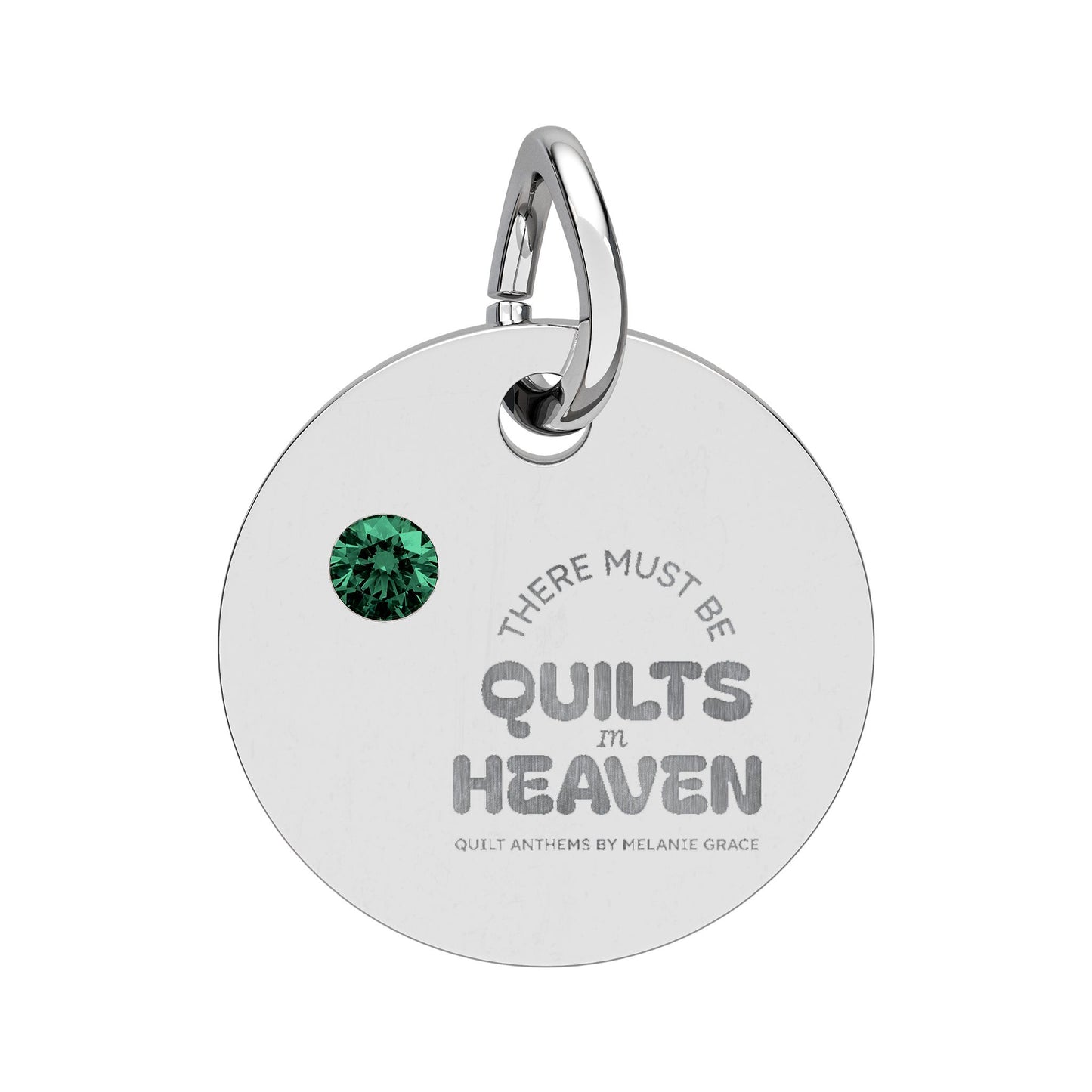 Birthstone Circle Charm — Engraved Personalized Pendant (Quilts of Heaven)