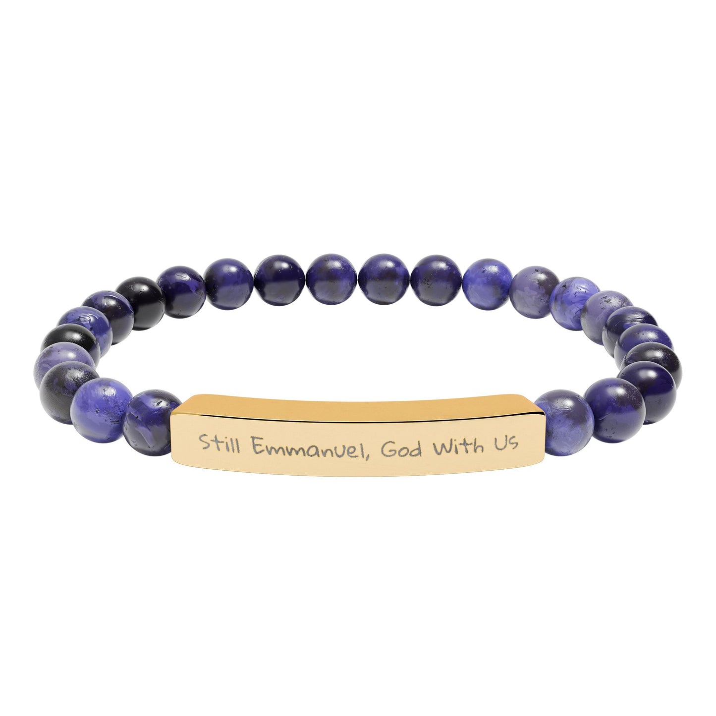 Still Emmanuel, God With Us - lyrics Natural Stone Stretch Bar Bracelet — Healing Bead Bracelet