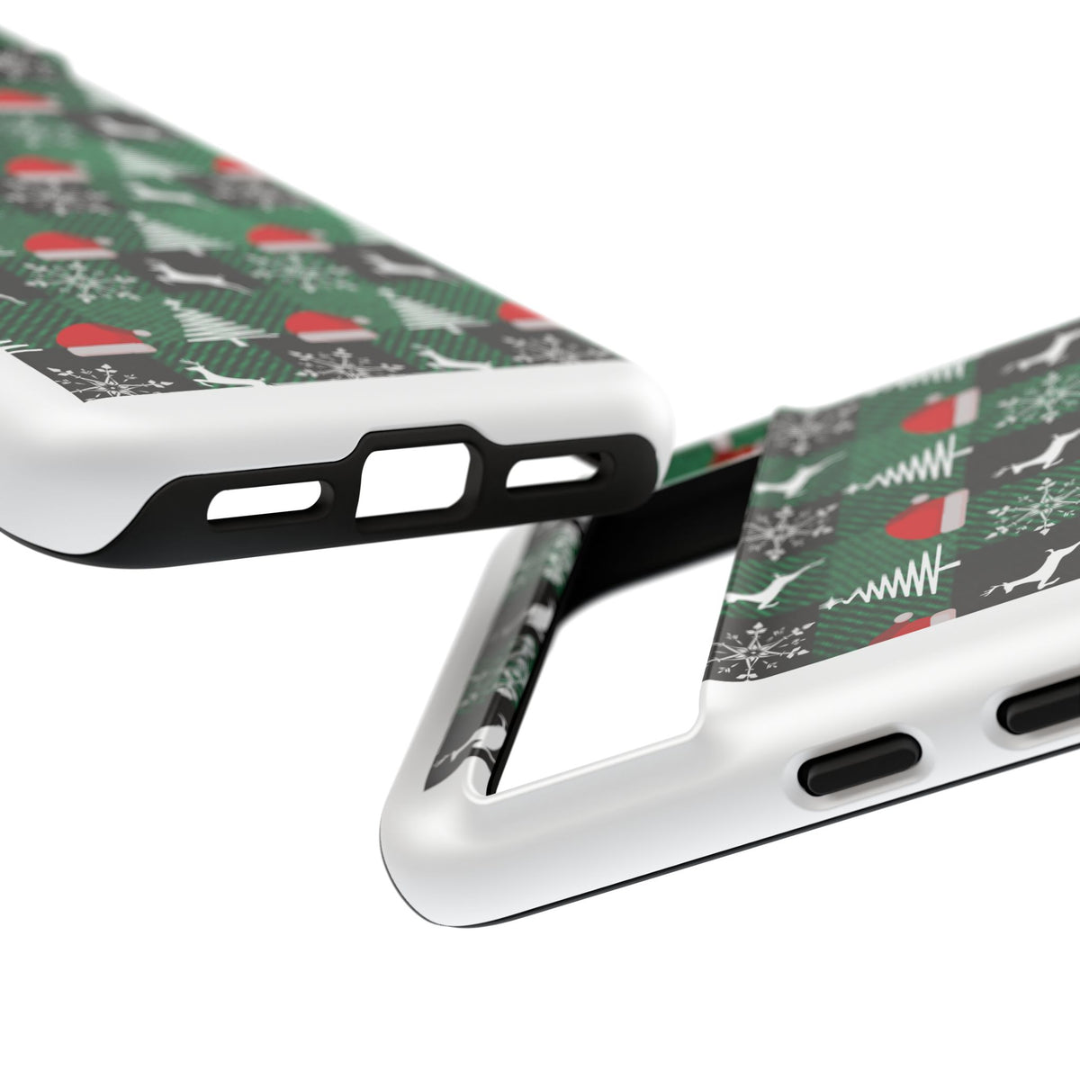 Christmas Plaid Phone Case – Santa Hats, Trees & Reindeer Holiday Pattern