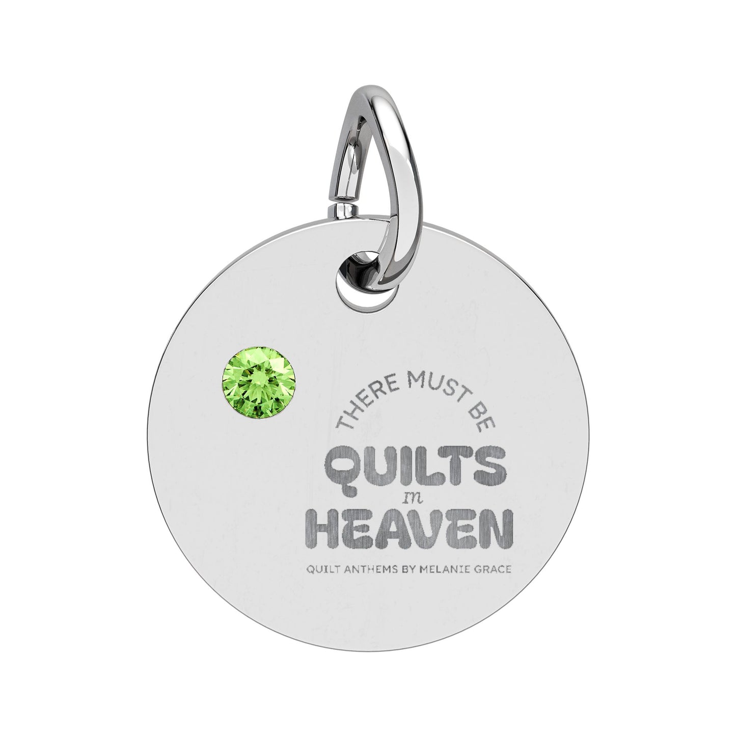 Birthstone Circle Charm — Engraved Personalized Pendant (Quilts of Heaven)