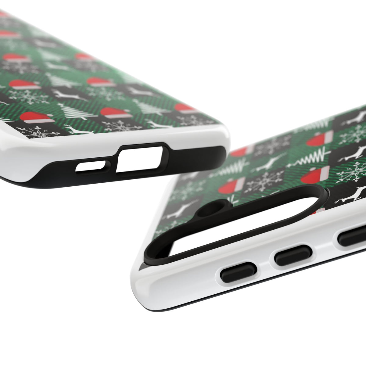 Christmas Plaid Phone Case – Santa Hats, Trees & Reindeer Holiday Pattern