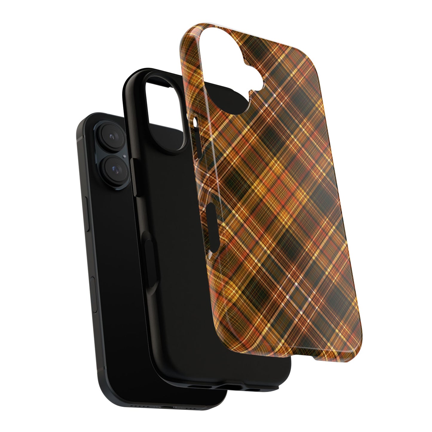 Thanksgiving Plaid Tough Phone Case — Rustic Brown Tartan Protective Cover
