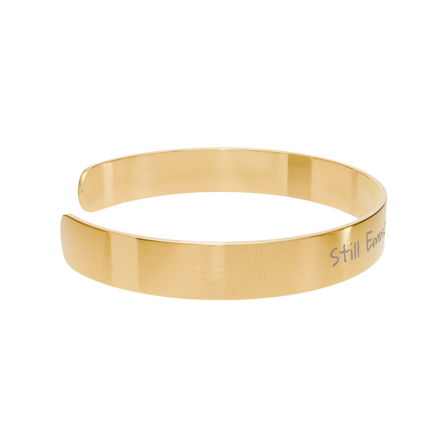 Engraved Gold Cuff Bracelet — "Emmanuel, God With Us" Inspirational Jewelry
