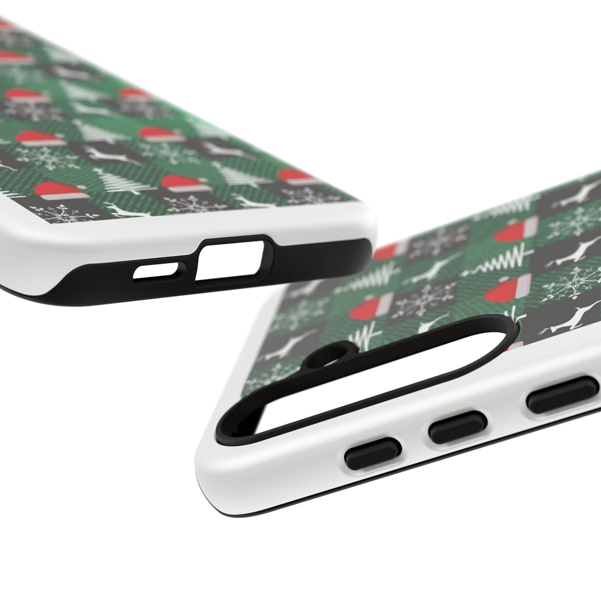 Christmas Plaid Phone Case – Santa Hats, Trees & Reindeer Holiday Pattern