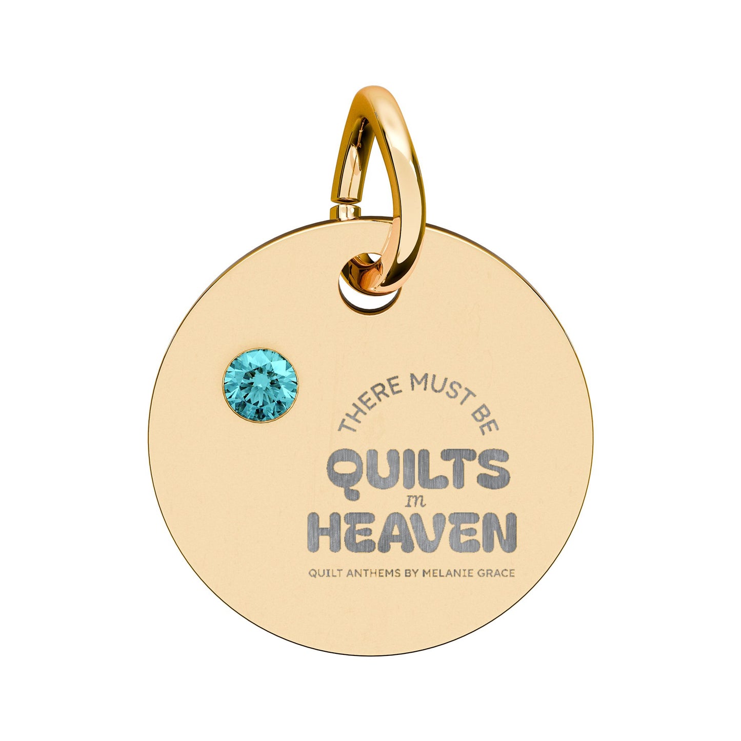 Birthstone Circle Charm — Engraved Personalized Pendant (Quilts of Heaven)