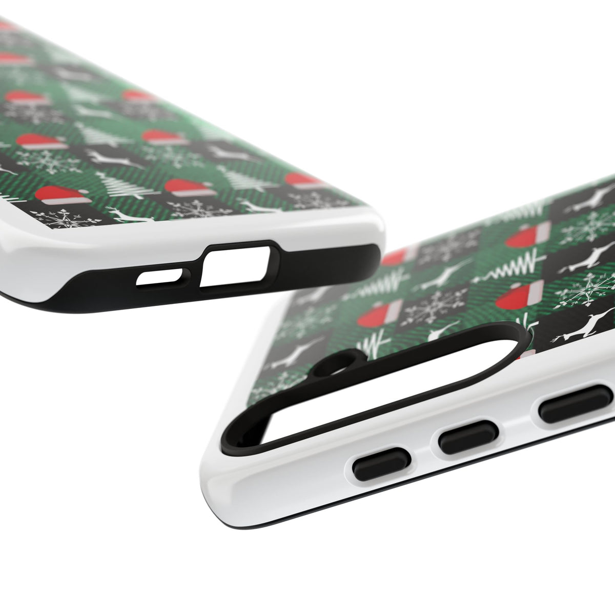 Christmas Plaid Phone Case – Santa Hats, Trees & Reindeer Holiday Pattern