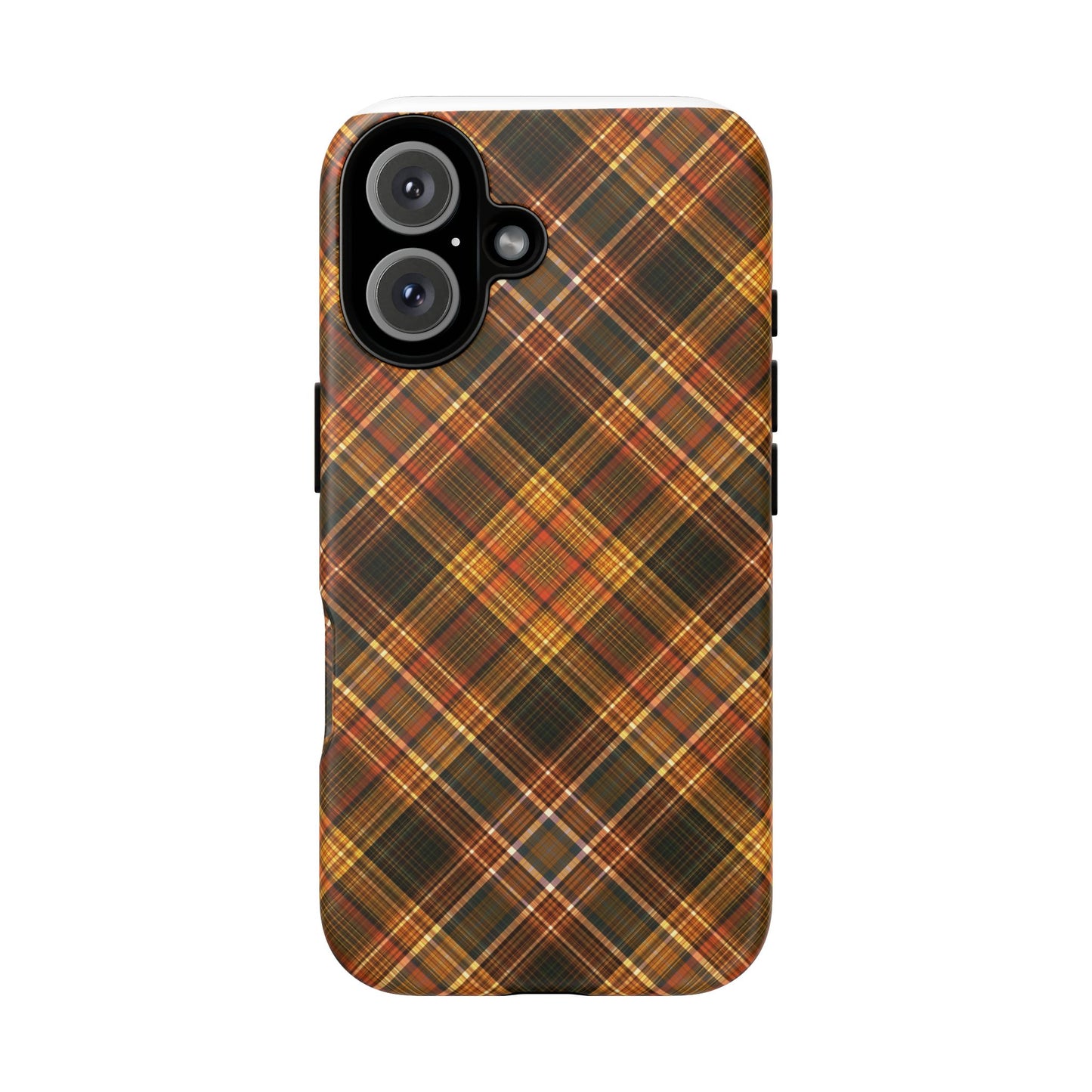Thanksgiving Plaid Tough Phone Case — Rustic Brown Tartan Protective Cover
