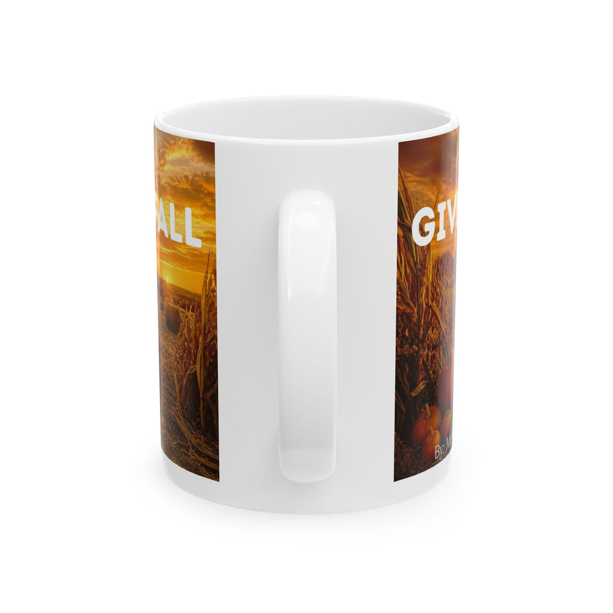 Autumn Harvest Ceramic Mug – 'Give Me Fall' Pumpkin & Sunrise Coffee Cup (11oz/15oz)