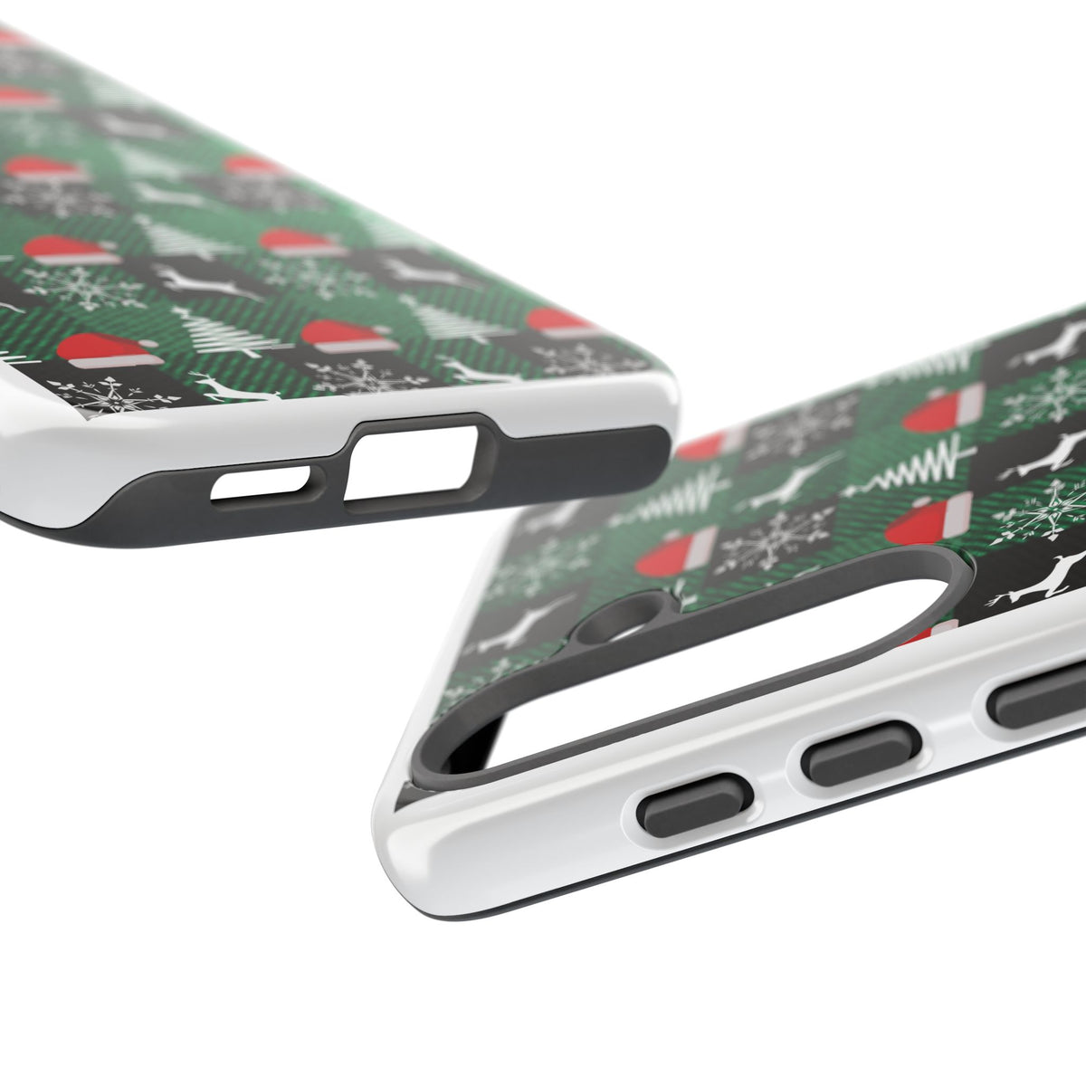 Christmas Plaid Phone Case – Santa Hats, Trees & Reindeer Holiday Pattern