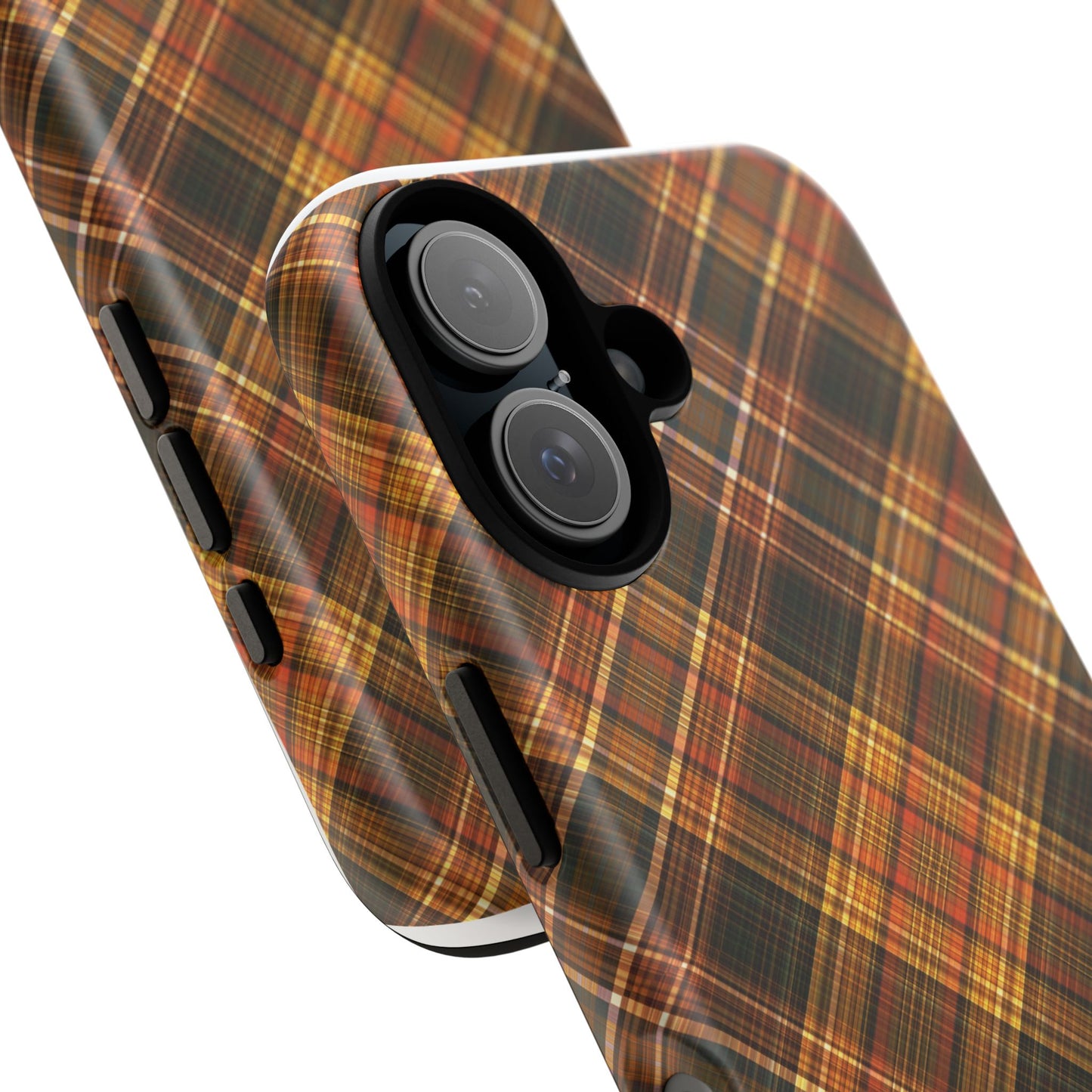 Thanksgiving Plaid Tough Phone Case — Rustic Brown Tartan Protective Cover