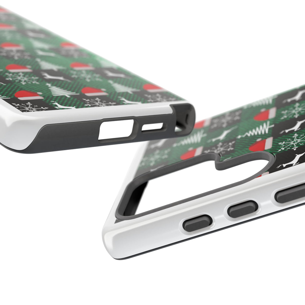 Christmas Plaid Phone Case – Santa Hats, Trees & Reindeer Holiday Pattern