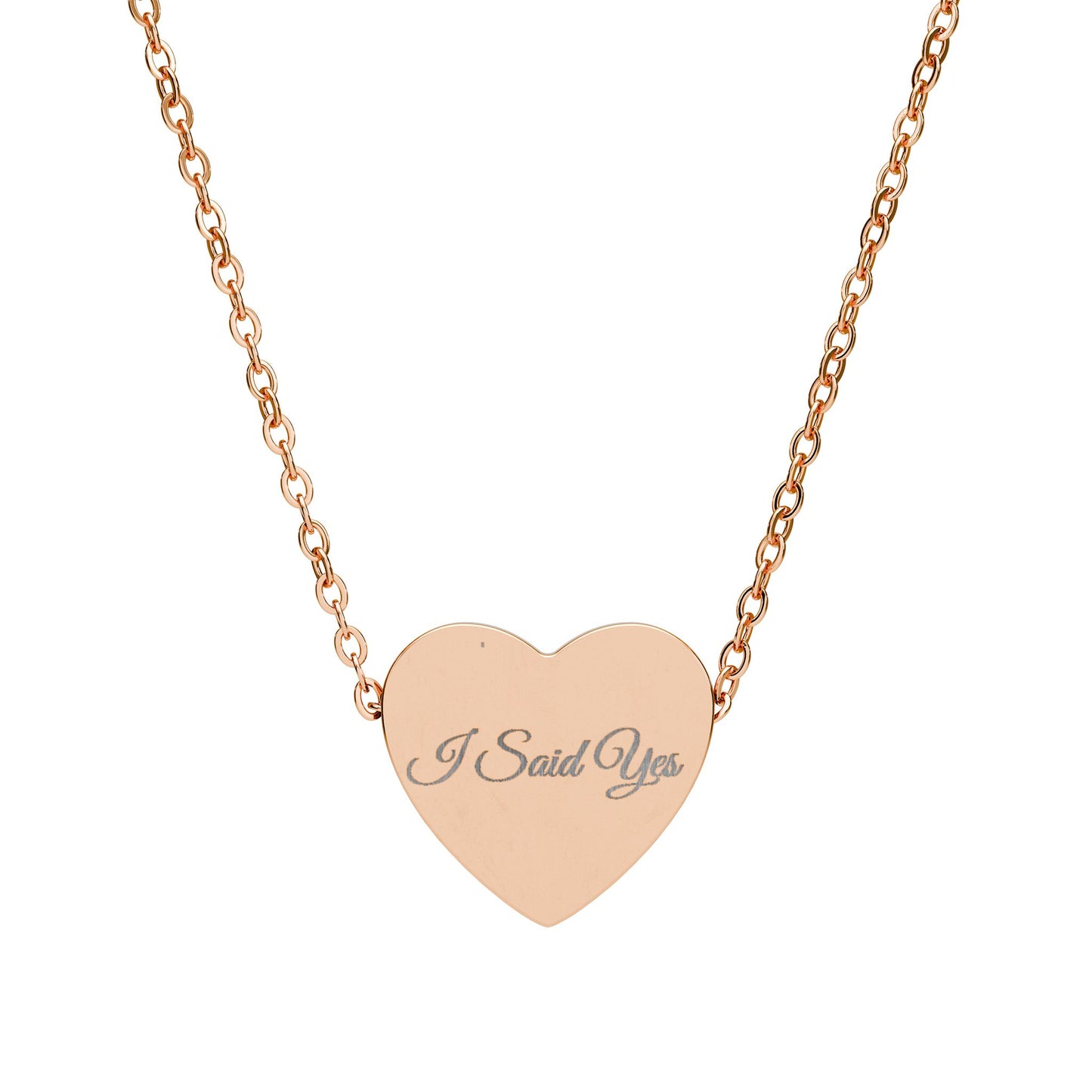 "I Said Yes" Engraved Heart Necklace — Wedding Proposal Keepsake