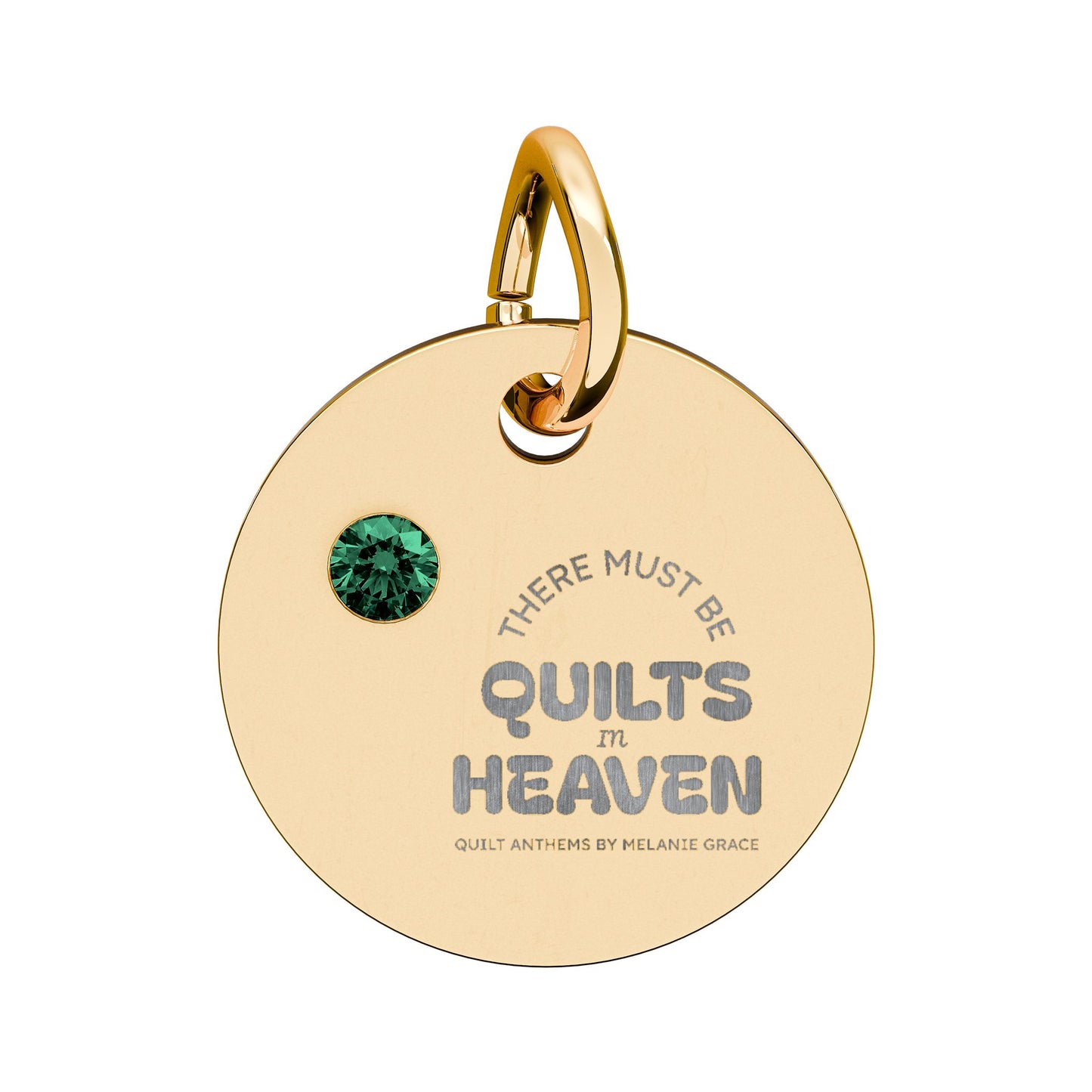 Birthstone Circle Charm — Engraved Personalized Pendant (Quilts of Heaven)
