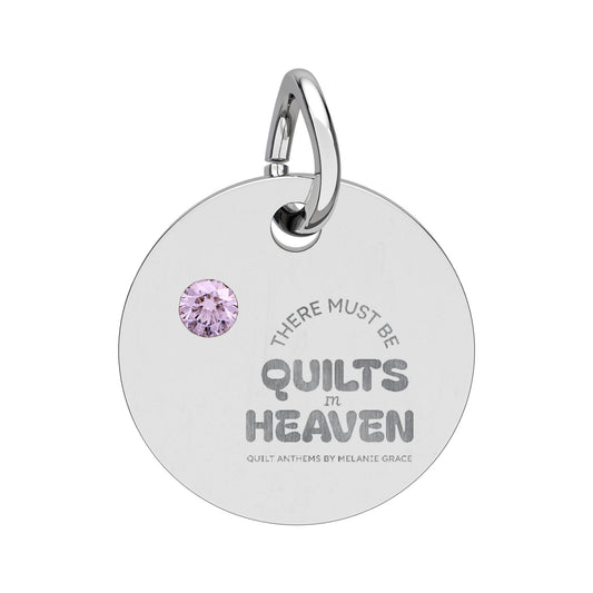 Birthstone Circle Charm — Engraved Personalized Pendant (Quilts of Heaven)