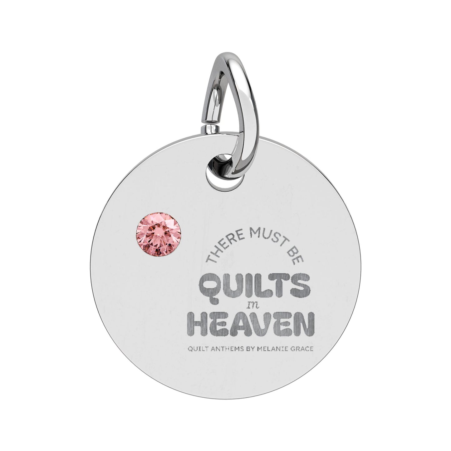 Birthstone Circle Charm — Engraved Personalized Pendant (Quilts of Heaven)