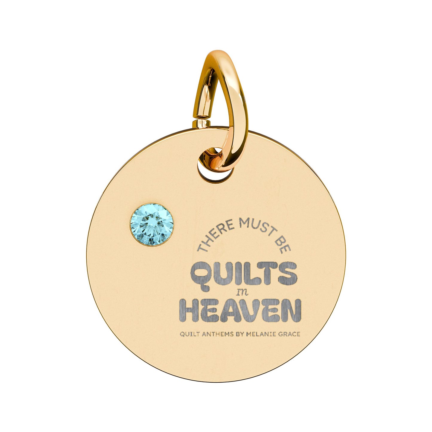 Birthstone Circle Charm — Engraved Personalized Pendant (Quilts of Heaven)