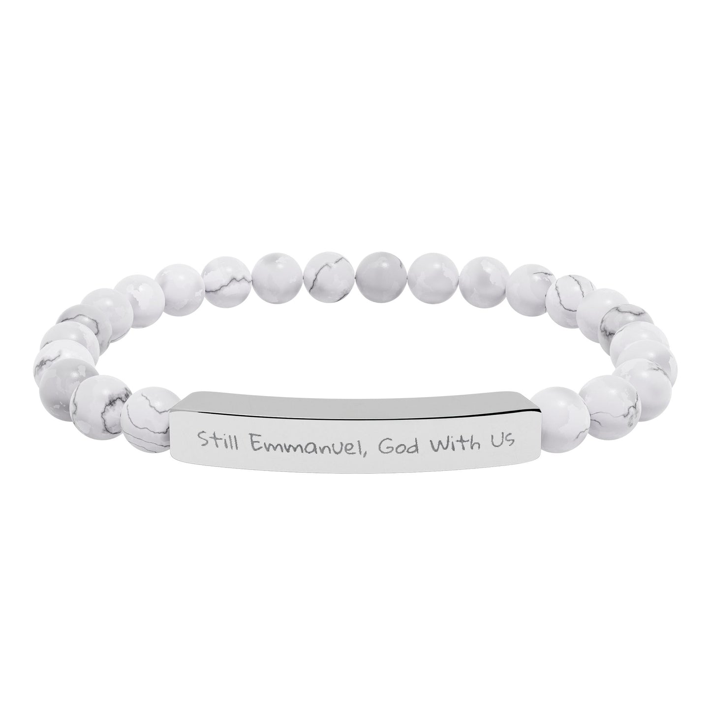 Still Emmanuel, God With Us - lyrics Natural Stone Stretch Bar Bracelet — Healing Bead Bracelet