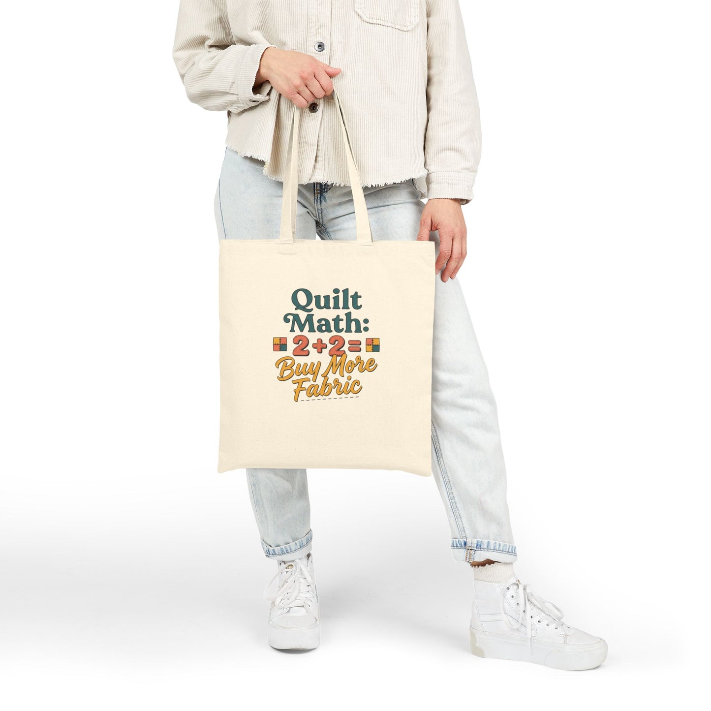 Tote Bag — "Quilt Math: 2+2= Buy More Fabric" Quilter Tote, Funny Sewing Gift