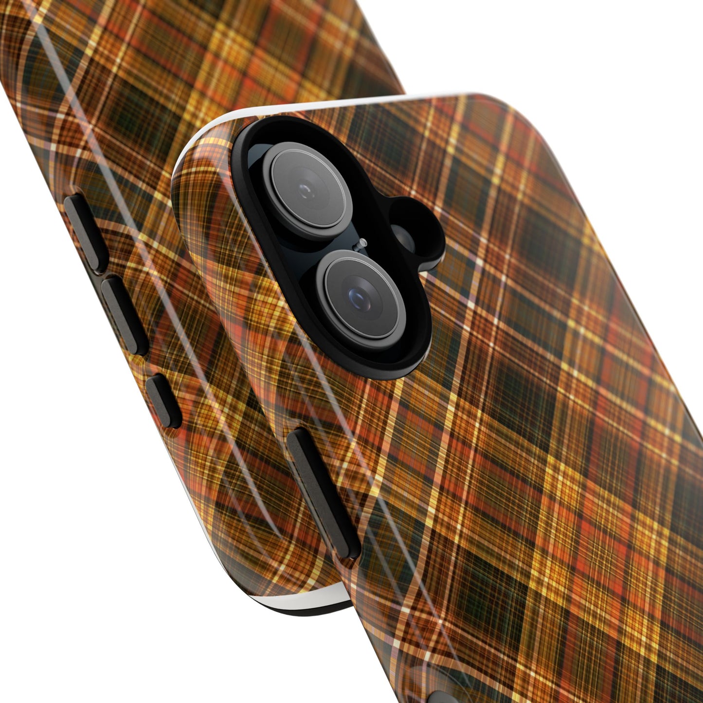 Thanksgiving Plaid Tough Phone Case — Rustic Brown Tartan Protective Cover
