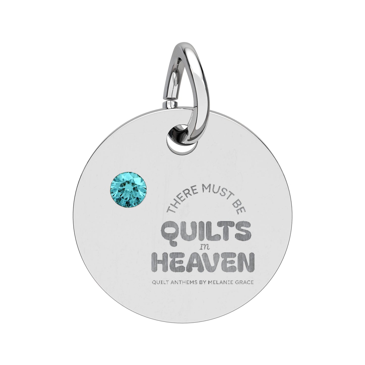 Birthstone Circle Charm — Engraved Personalized Pendant (Quilts of Heaven)