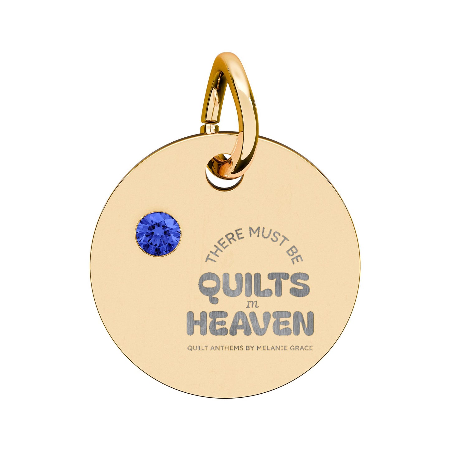 Birthstone Circle Charm — Engraved Personalized Pendant (Quilts of Heaven)