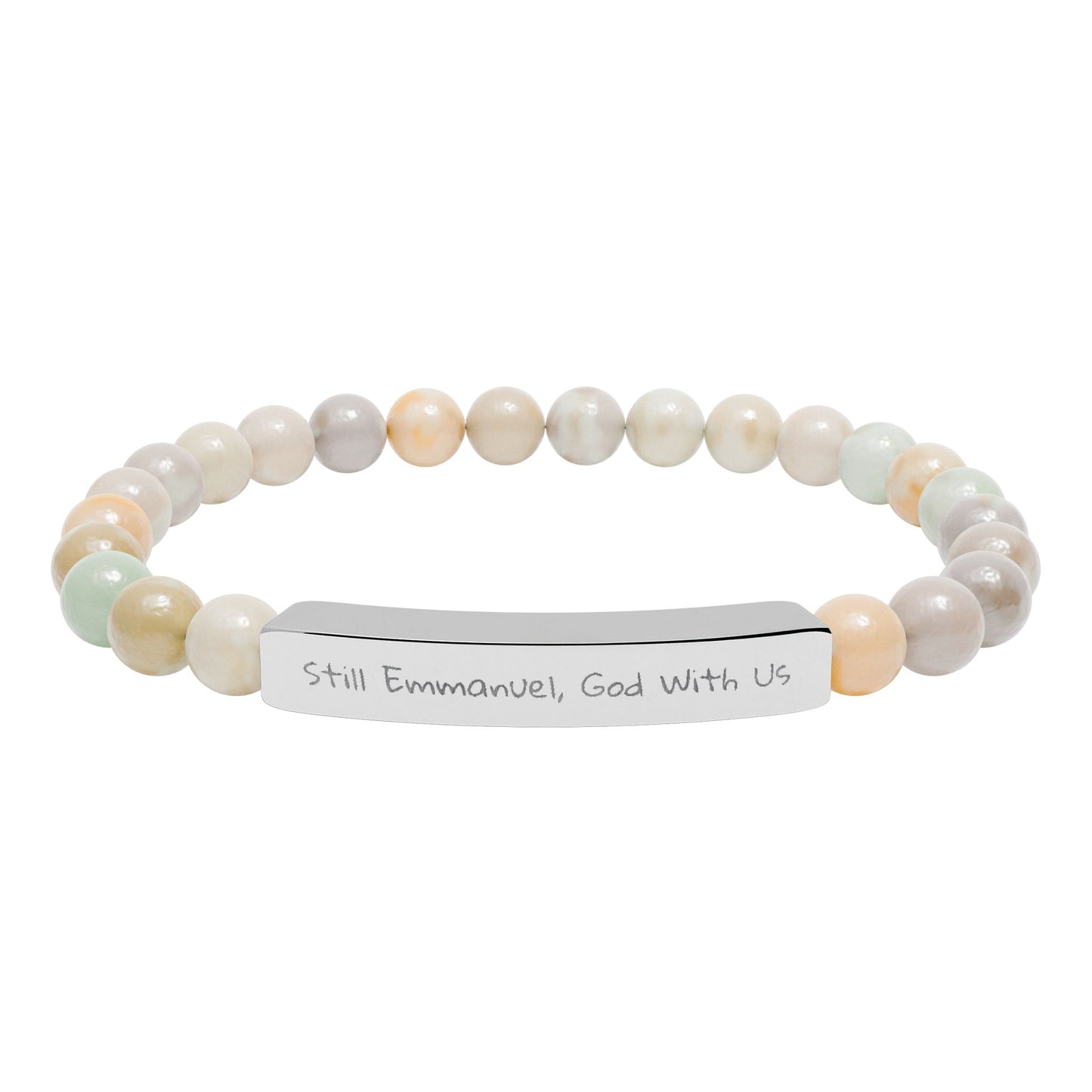 Still Emmanuel, God With Us - lyrics Natural Stone Stretch Bar Bracelet — Healing Bead Bracelet