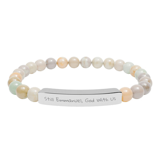 Still Emmanuel, God With Us - lyrics Natural Stone Stretch Bar Bracelet — Healing Bead Bracelet