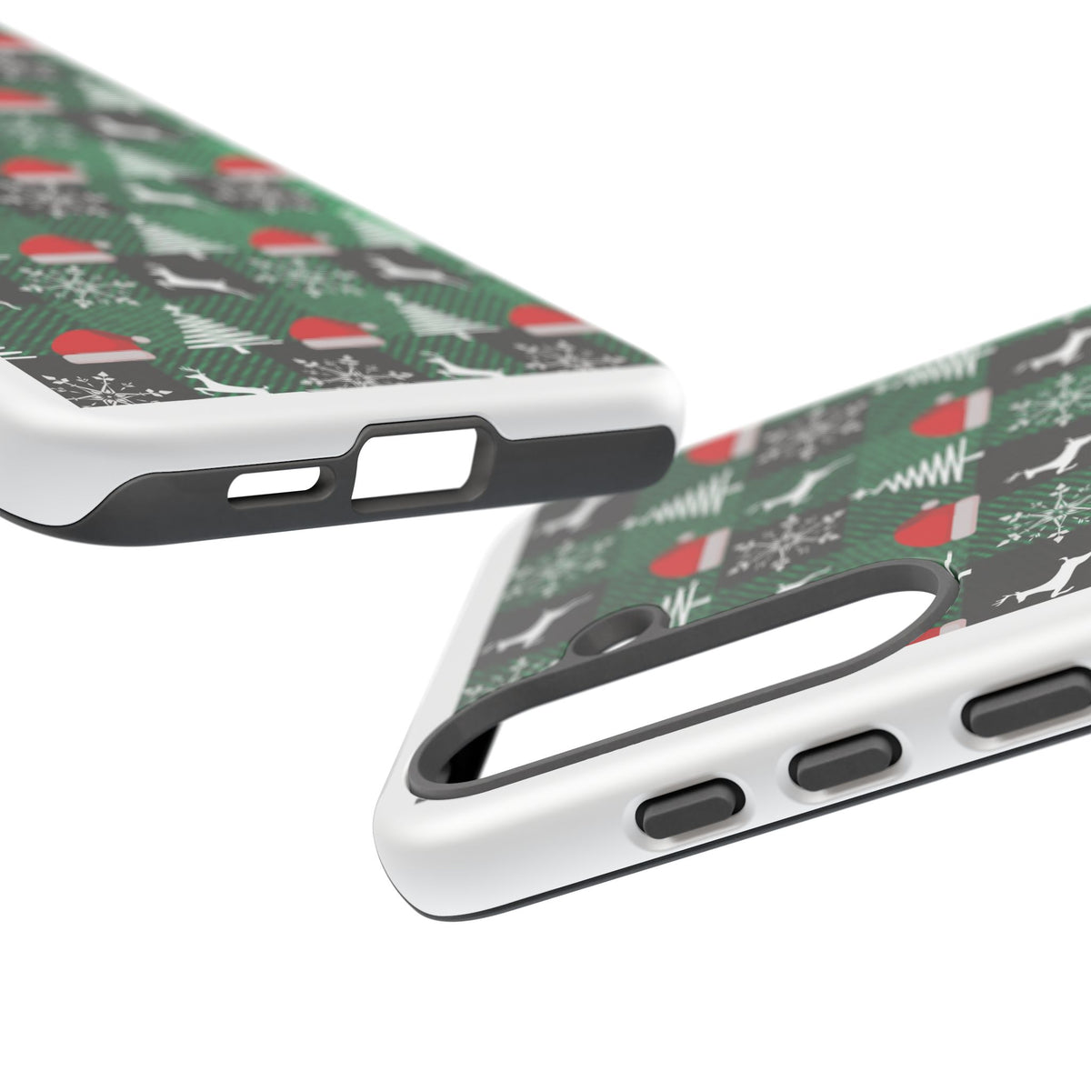 Christmas Plaid Phone Case – Santa Hats, Trees & Reindeer Holiday Pattern